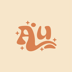 letter AU Elegant wedding alphabet. Typography luxury classic lettering serif fonts decorative logo vintage retro concept.