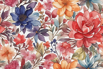 Watercolor seamless  floral pattern design.