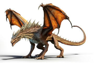 3D rendering of a fantasy dragon whelp isolated on white background - obrazy, fototapety, plakaty