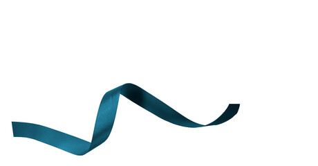 teal color ribbon on transparent and white background, PNG image