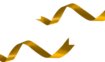 Elegant golden ribbon on transparent background