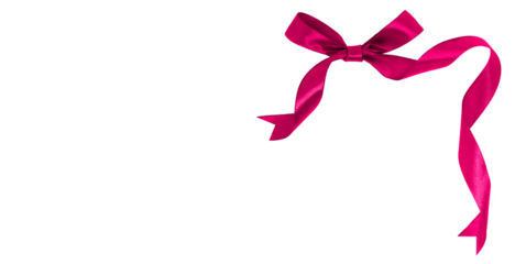 viva magenta ribbon with bow isolated on transparent and white background, PNG image