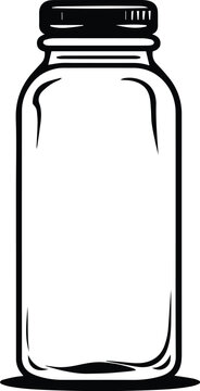 Retro Glass Bottle Logo Monochrome Design Style