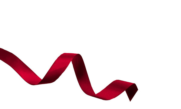 red ribbon on transparent and white background, PNG image.