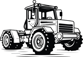 Specialty Farm Tractor Logo Monochrome Design Style