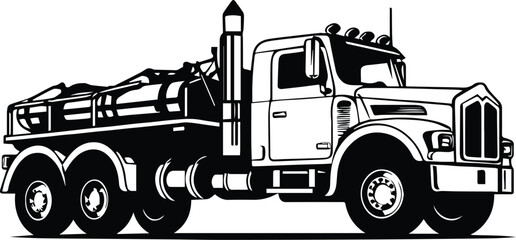 Truck Logo Monochrome Design Style - obrazy, fototapety, plakaty