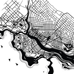 Urban City Map Logo Monochrome Design Style