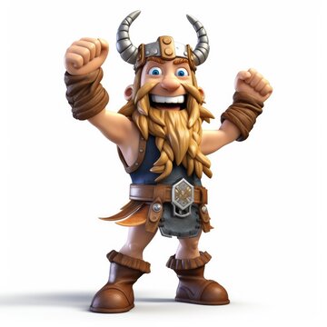 Viking cartoon character isolated