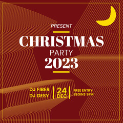 Obraz premium Realistic christmas party poster retro futuristic Template