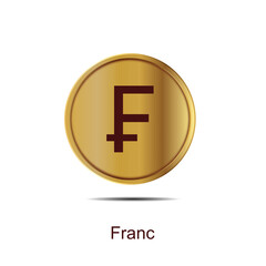 Obraz premium Swiss Franc coin icon gold