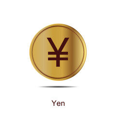 Fototapeta premium Japanese Yen gold coin icon 