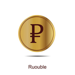 ruble coin icon round gold