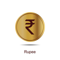 indian rupee coin icon gold