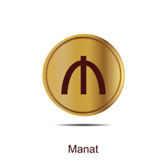 manat azerbaijan coin icon gold