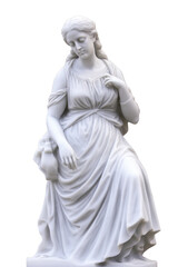Marble antique statue of Roman-Greek woman isolated on white
