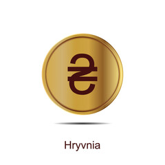 hryvnia ukraine currency coin icon gold