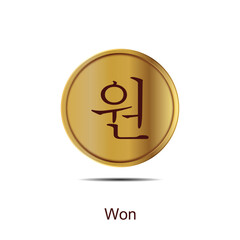 won currency coin round gold