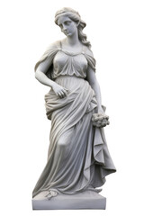 Fototapeta na wymiar Marble antique statue of Roman-Greek woman isolated on white