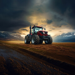 Obraz premium Farm equipment, tractor standing in the field. generative ai