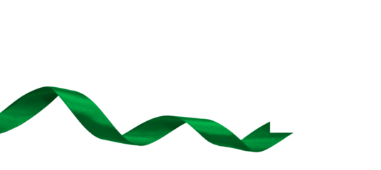 Shiny Green ribbon isolated on transparent and white background