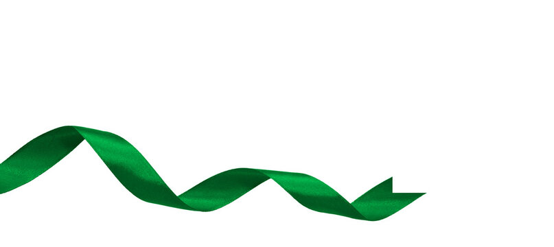 Shiny Green ribbon isolated on transparent and white background