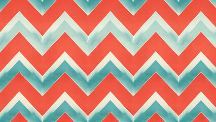 Coral and Turquoise Chevron Zigzag Abstract Pattern Vibrant