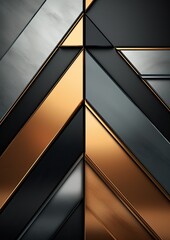 Abstract copper silver gold triangle shapes and luxury