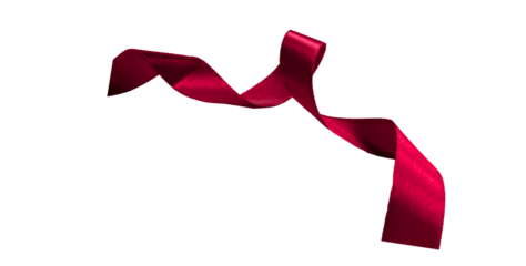 curly red ribbon isolated on transparent and white background