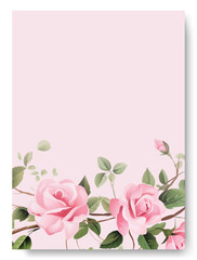 Roses collection. Watercolor flower and floral geometric frame