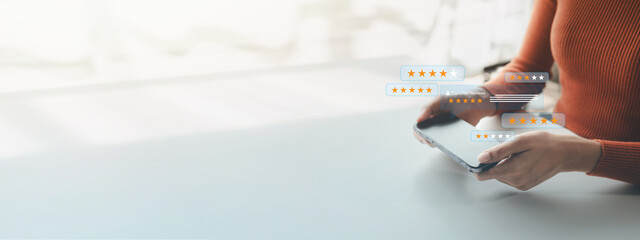 Rating the store after using the service, giving opinions and recommendations to the store after using the service, rating satisfaction in using the service. Online store review ideas.