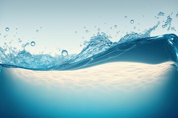 AI-generated illustration of blue water splash on the white background