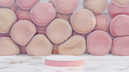 3D Render of Product Podium Background for Cosmetic Product - Pink Theme 