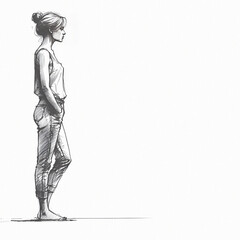 Sketch of a standing girl with a casual look