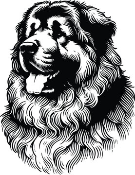 Caucasian Shepherd Dog Detailed Vector Logo Art