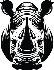 Frontal Angle Rhinoceros Horn Showcase Vector Logo Art