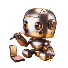 Cute robot doing makeup
