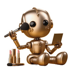 Cute robot doing makeup