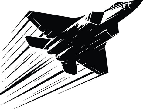 Stealth Fighter Jet Evasion Maneuver Vector Logo Art