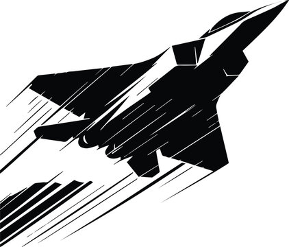Stealth Jet Fighter Maneuvering Vector Logo Art