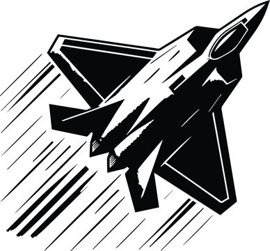 Stealth Fighter Jet Turning Vector Logo Art