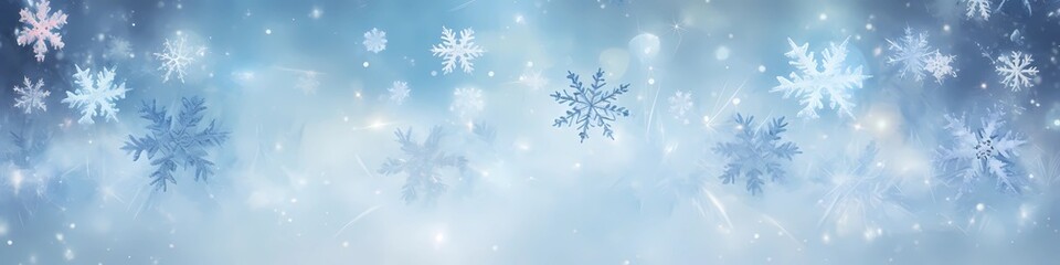 Fototapeta na wymiar Winter blurred background with white and blue colors. Chrismas background, good for advertising or banners.