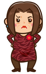 微妙な顔をする中年女性のイラスト