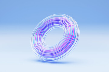  3D illustration, neon pink  and blue  illusion isometric abstract shapes colorful shapes intertwined