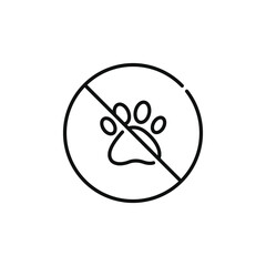 No animal line icon sign symbol isolated on white background. No pets allowed line icon