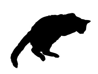 寝そべる黒猫のシルエットイラスト