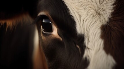Close up of beautiful eye of a brown cow.
