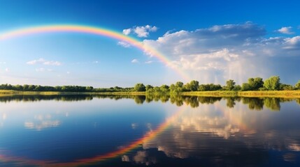 rainbow over the river  generated by AI