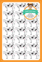 odd one out game for kids spot the cow that looks different to the rest printable template for kindergarten preschool