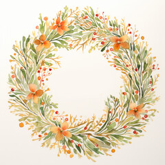 Obraz premium Watercolor Wreath with Autumnal Colors