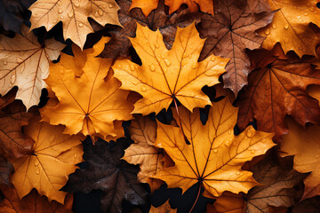 Naklejka na ściany i meble Autumn leaves on the ground, background, wallpaper